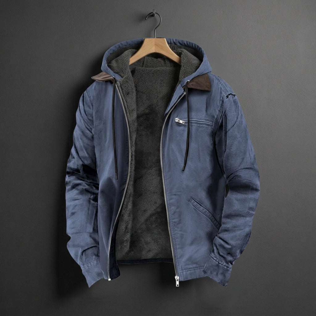 Cotton Blend Hooded Jacket With Fleece Lining – Marceau