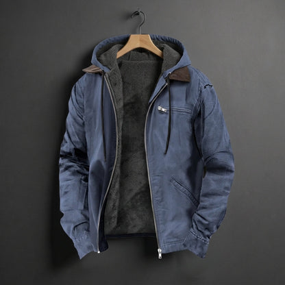 Cotton Blend Hooded Jacket With Fleece Lining – Marceau