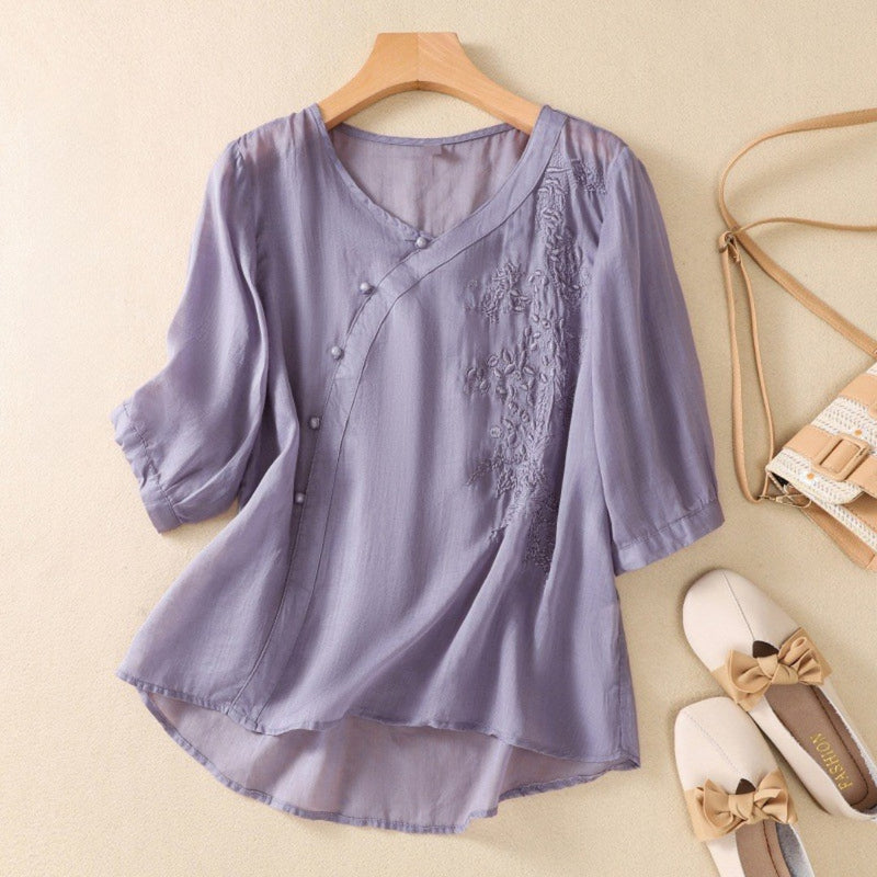 Sue | Elegant Asymmetrical Button Tunic