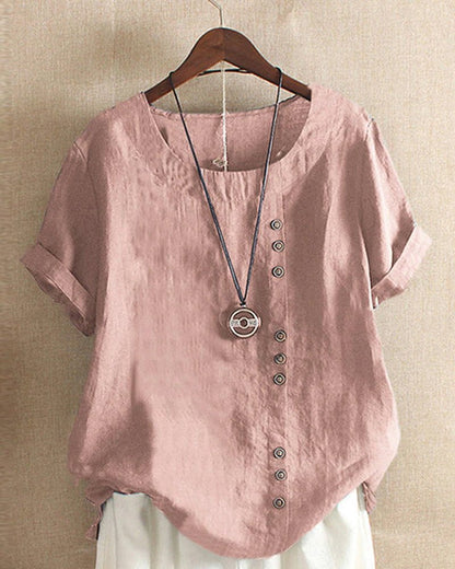 Peyton | Women’s Casual Button Detail Linen Blouse