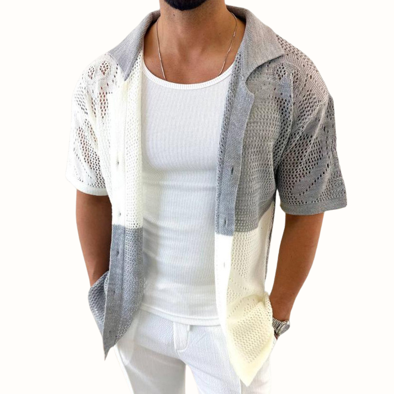 Casa Milo Breathable Mesh Shirt with Color-Contrast Patches