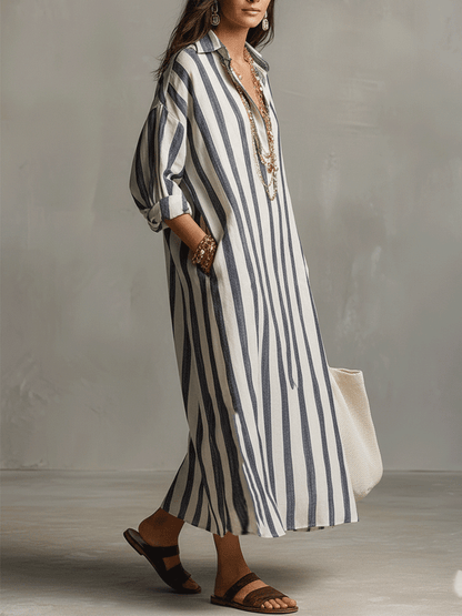 Robe maxi bohème avec design rayé décontracté