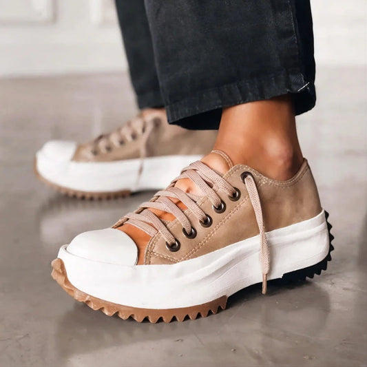 Orthopedic Sneakers Cushioned Platform Faux Leather Textile Supportive Fit – Elara