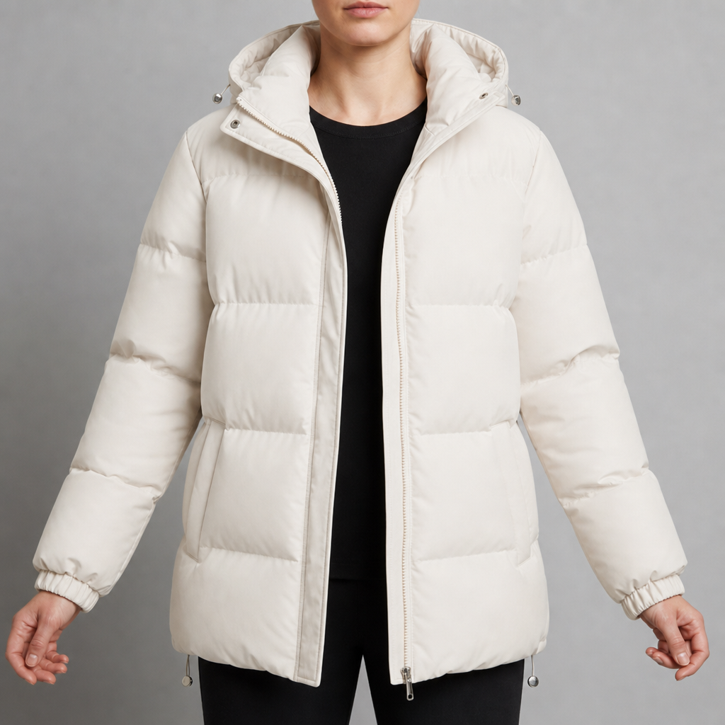 Quilted Puffer Jacket for Women Water Resistant Nylon Hooded – Elara