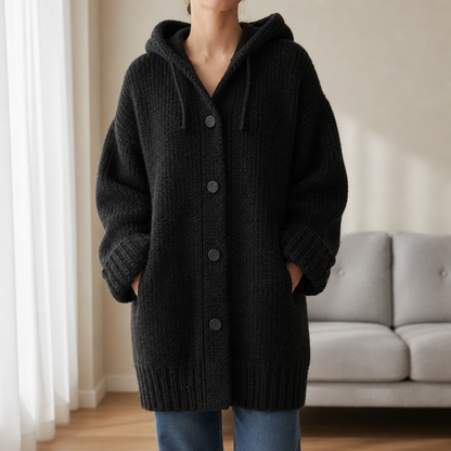 Hooded Knit Cardigan Flowing Textured Loose Fit – Maren
