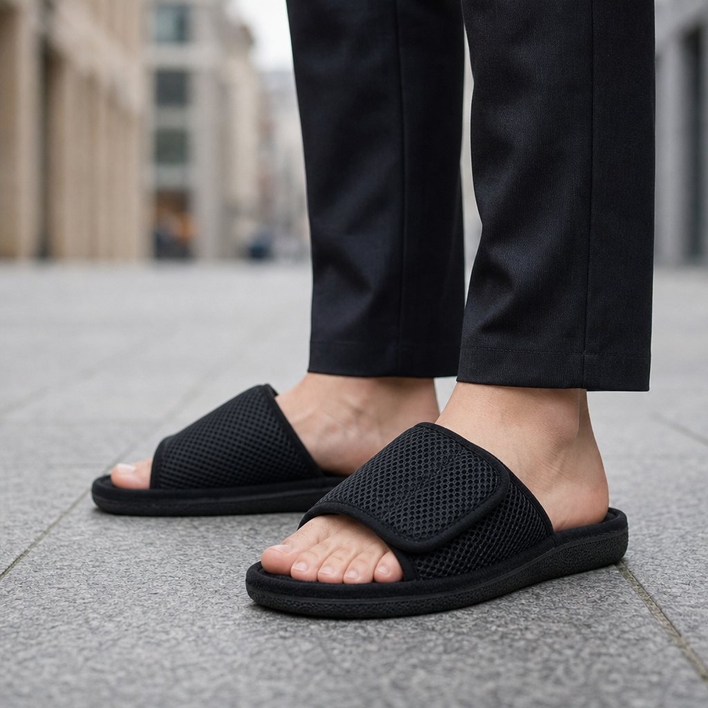 Women's Adjustable Mesh Slide Slippers Open-Toe Cushioned – Liora