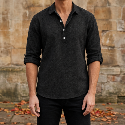 Linen Henley Shirt Relaxed Fit Lightweight Woven – Corin