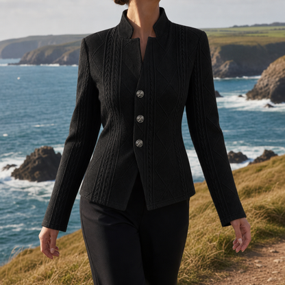 Cable Knit Jacket Lightweight Cotton Blend Relaxed Fit – Elara