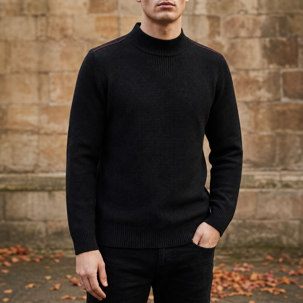 Cotton Blend Jacquard Mock Neck Sweater – Alaric