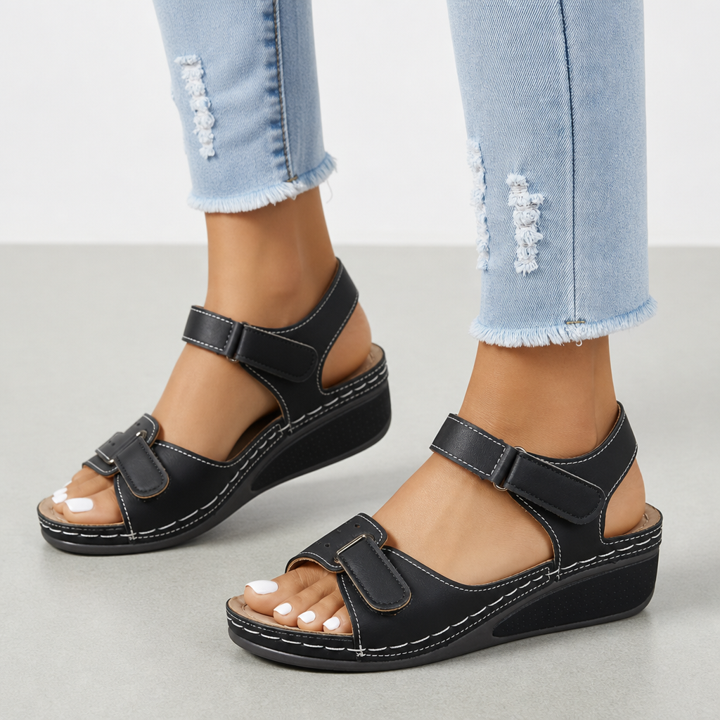 Orthopedic Comfort Sandals Faux Leather Arch Support – Marlowe