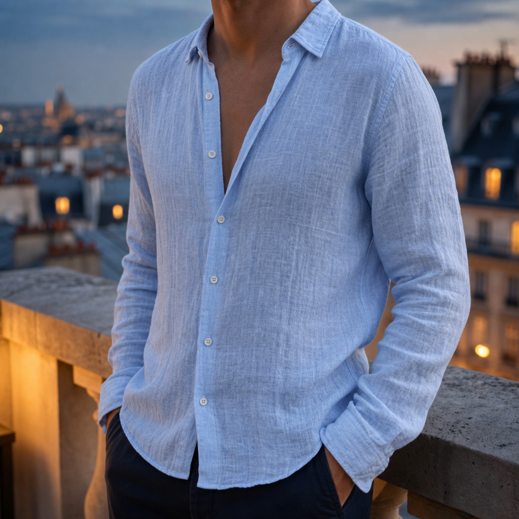 Long Sleeve Linen Shirt Cotton Blend Classic Collar – Marlowe