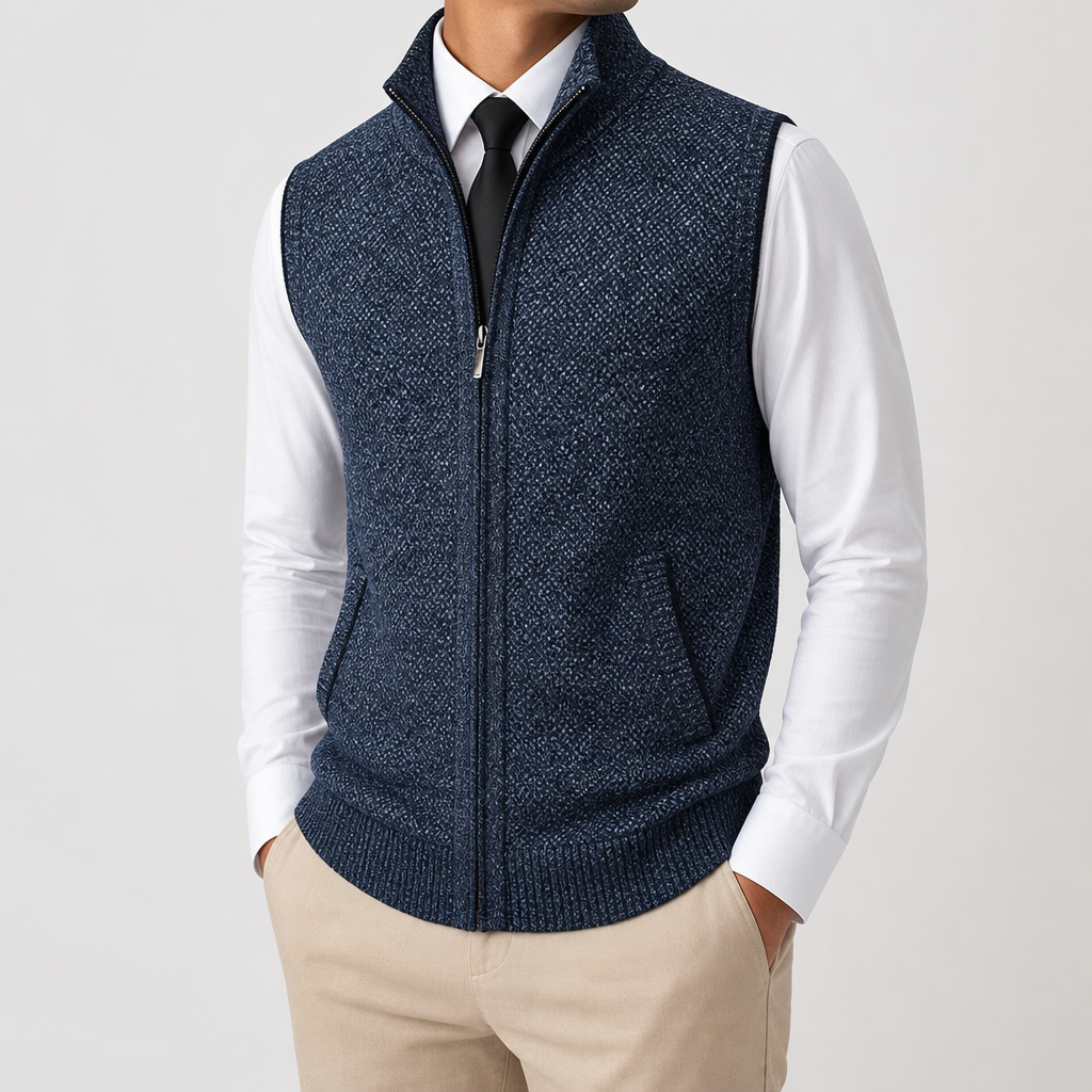Women's Wool-Blend Knit Vest Zip-Up Sleeveless Layering – Elara