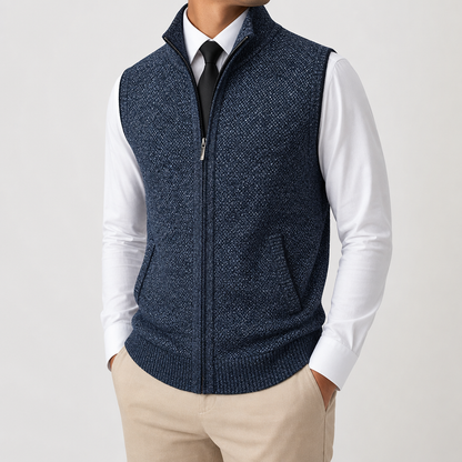 Women's Wool-Blend Knit Vest Zip-Up Sleeveless Layering – Elara