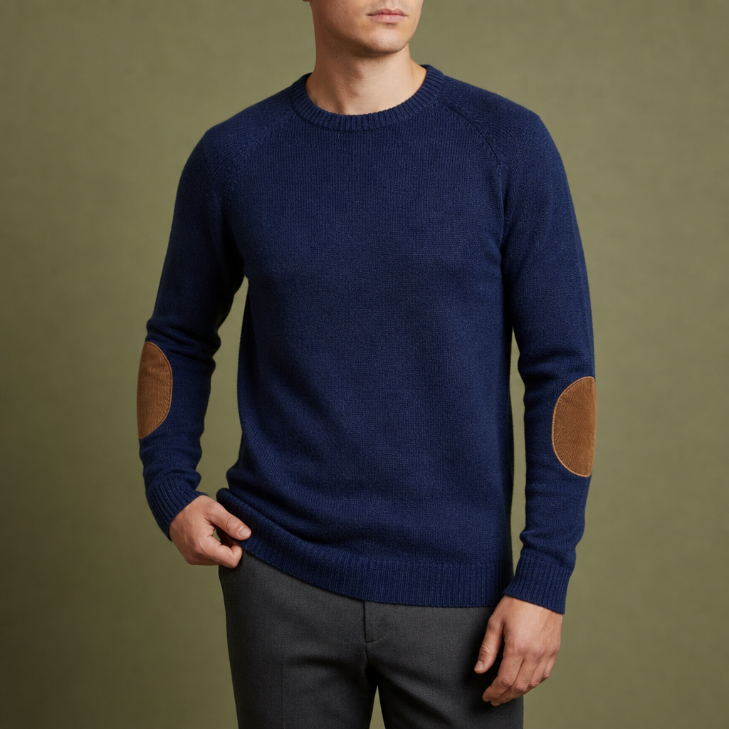 Wool Cotton Crewneck Sweater Corduroy Elbow Patches – Alder