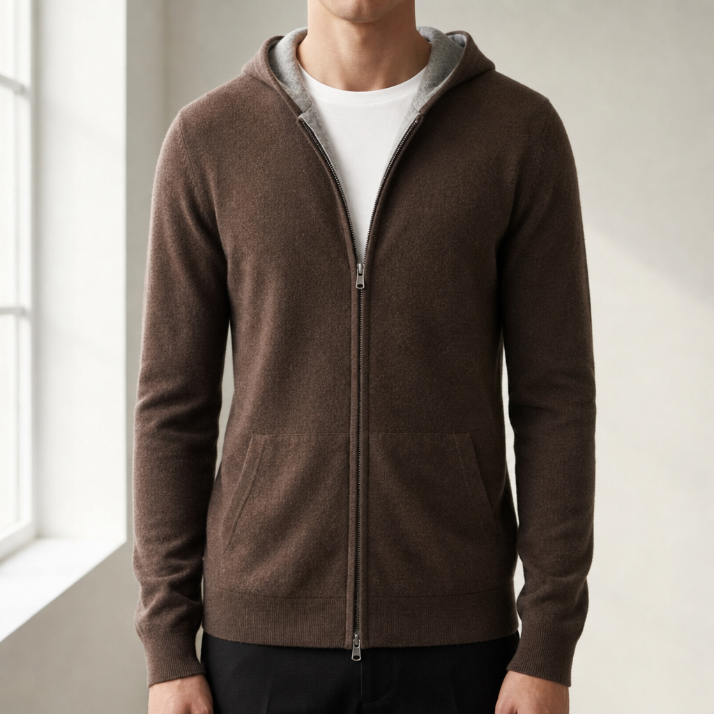 Reversible Cashmere Blend Hoodie With Dual Tone Design – Alina