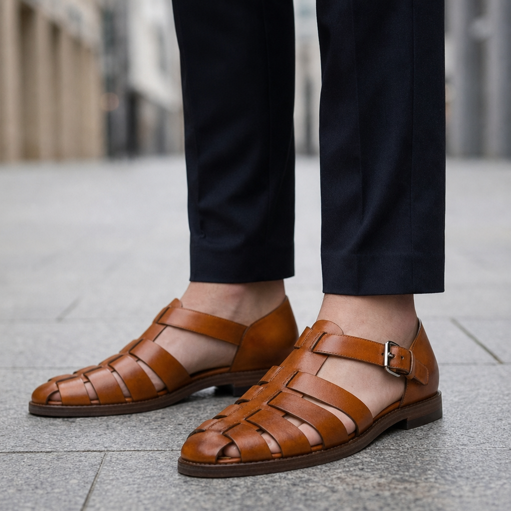 Fisherman Sandals Synthetic Leather Caged Slip On – Marlowe