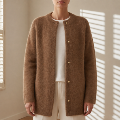 Women's Longline Cardigan Soft Fluffy Knit Regular Fit – Elara
