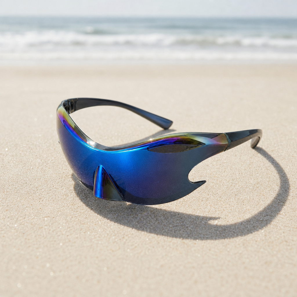 Women's Wraparound Shield Sunglasses Chrome Mirror UV Protection – Solene