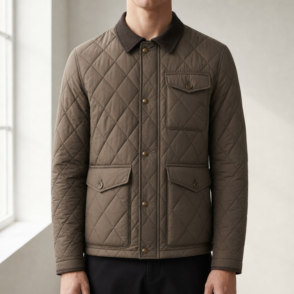 Quilted Corduroy Collar Jacket for Men Lightweight Padded – Calder