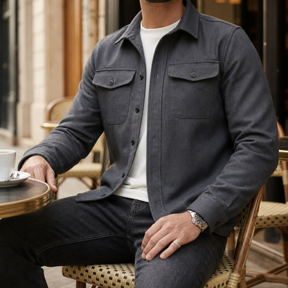 Shirt Jacket Relaxed Fit Button Up Collared – Rowan