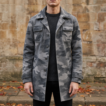 Camo Trench Coat Cotton Nylon Cargo Style – Arden