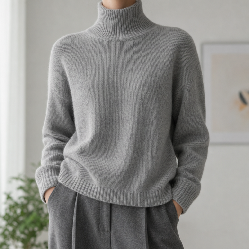 Women's Cashmere Blend Turtleneck Sweater Relaxed Fit – Marlowe