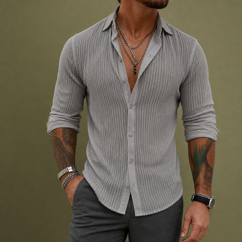 Men's Striped Cotton Blend Lapel Shirt – Marlowe