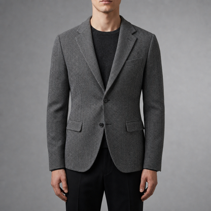 Wool Herringbone Blazer Tailored Single Breasted – Rowan