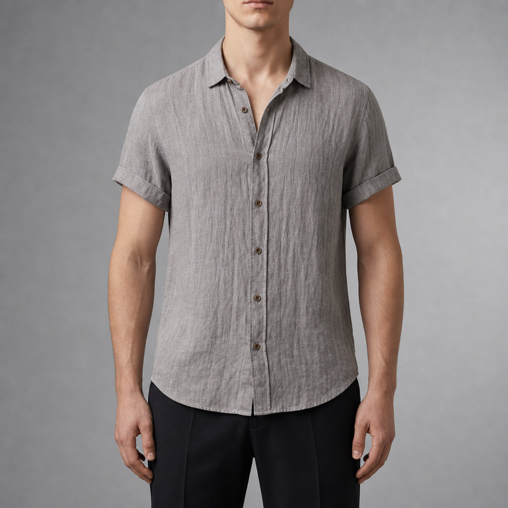 Linen Short Sleeve Shirt Breathable Blend Button Front – Elara