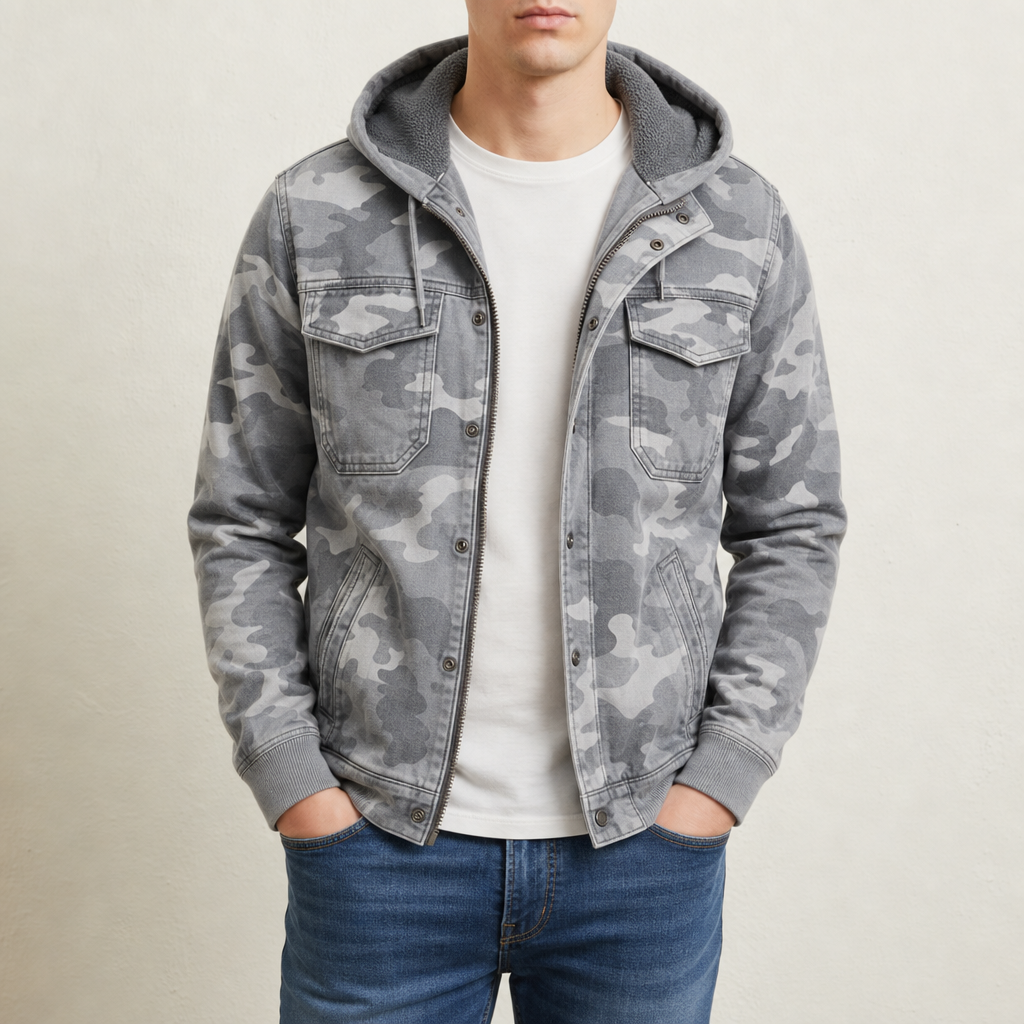 Camo Cargo Jacket Hooded Cotton Nylon Utility – Rowan