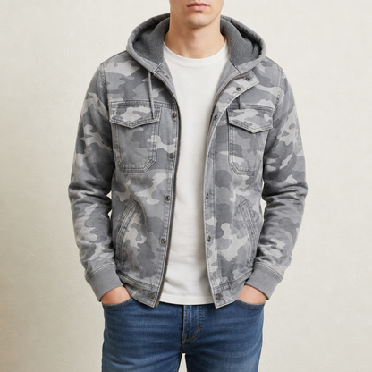 Camo Cargo Jacket Hooded Cotton Nylon Utility – Rowan