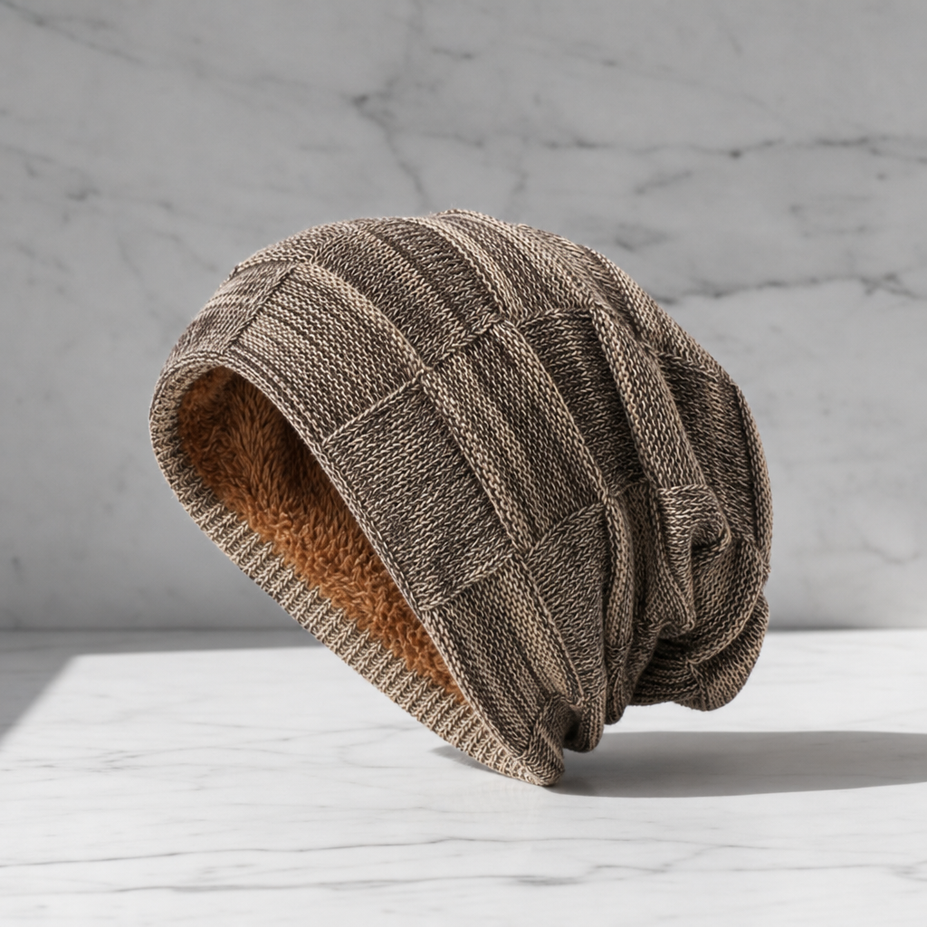 Fleece-Lined Slouchy Beanie Cotton Blend Soft Stretch – Elara
