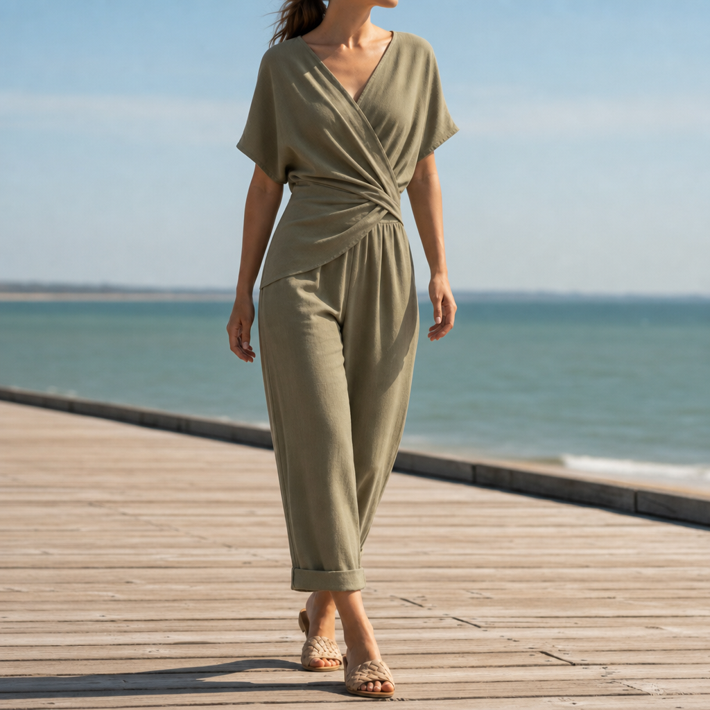 Women's Wrap Front Jumpsuit Tailored Two Piece – Celeste