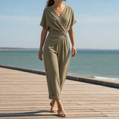 Women's Wrap Front Jumpsuit Tailored Two Piece – Celeste
