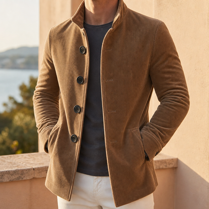 Corduroy Overcoat Slim Notch Lapel Tailored Fit – Arden