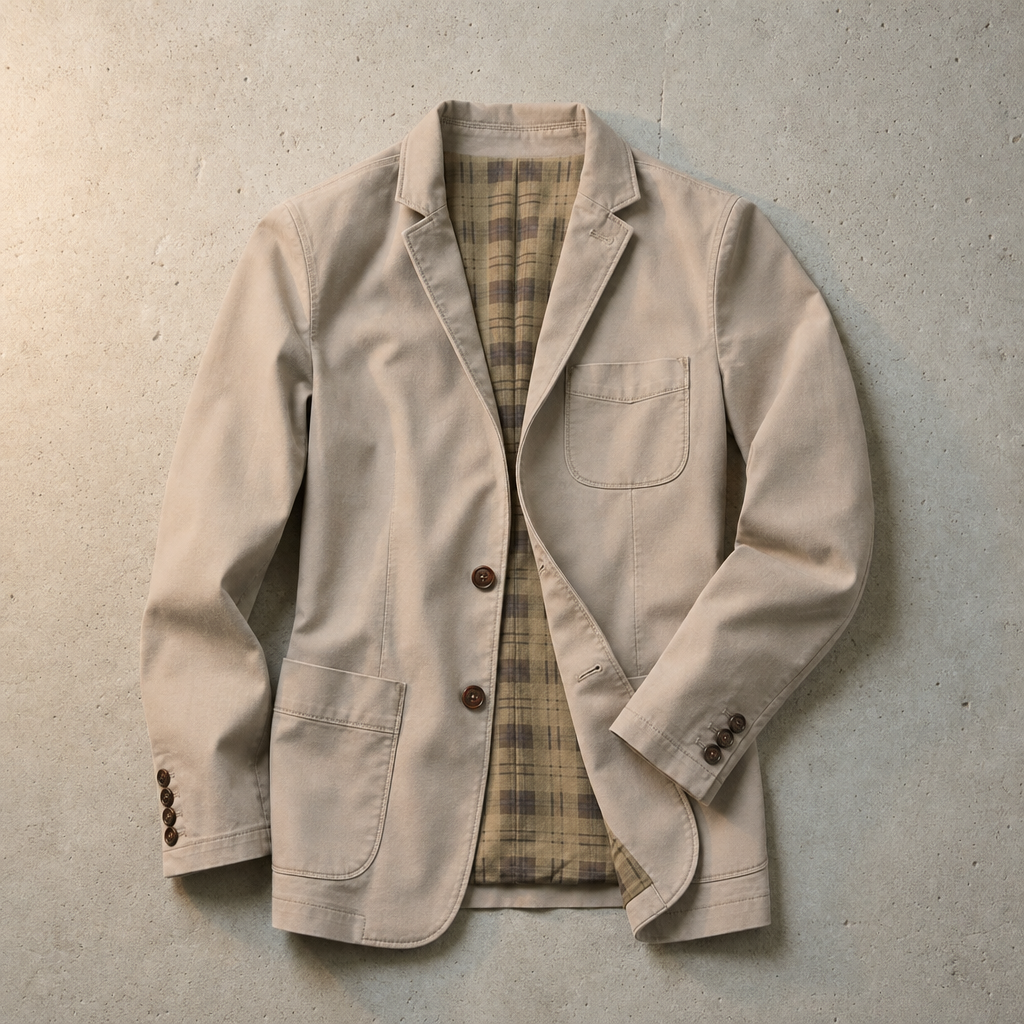 Cotton Twill Blazer Two-Button Notch Lapel – Arden