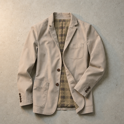 Cotton Twill Blazer Two-Button Notch Lapel – Arden