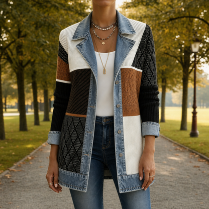 Denim Knit Hybrid Jacket Ribbed Knit Relaxed Fit – Marlowe