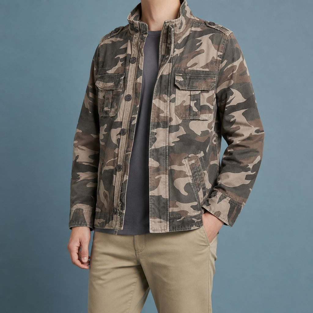 Military Field Jacket Structured Cotton Denim Refined Style – Arden