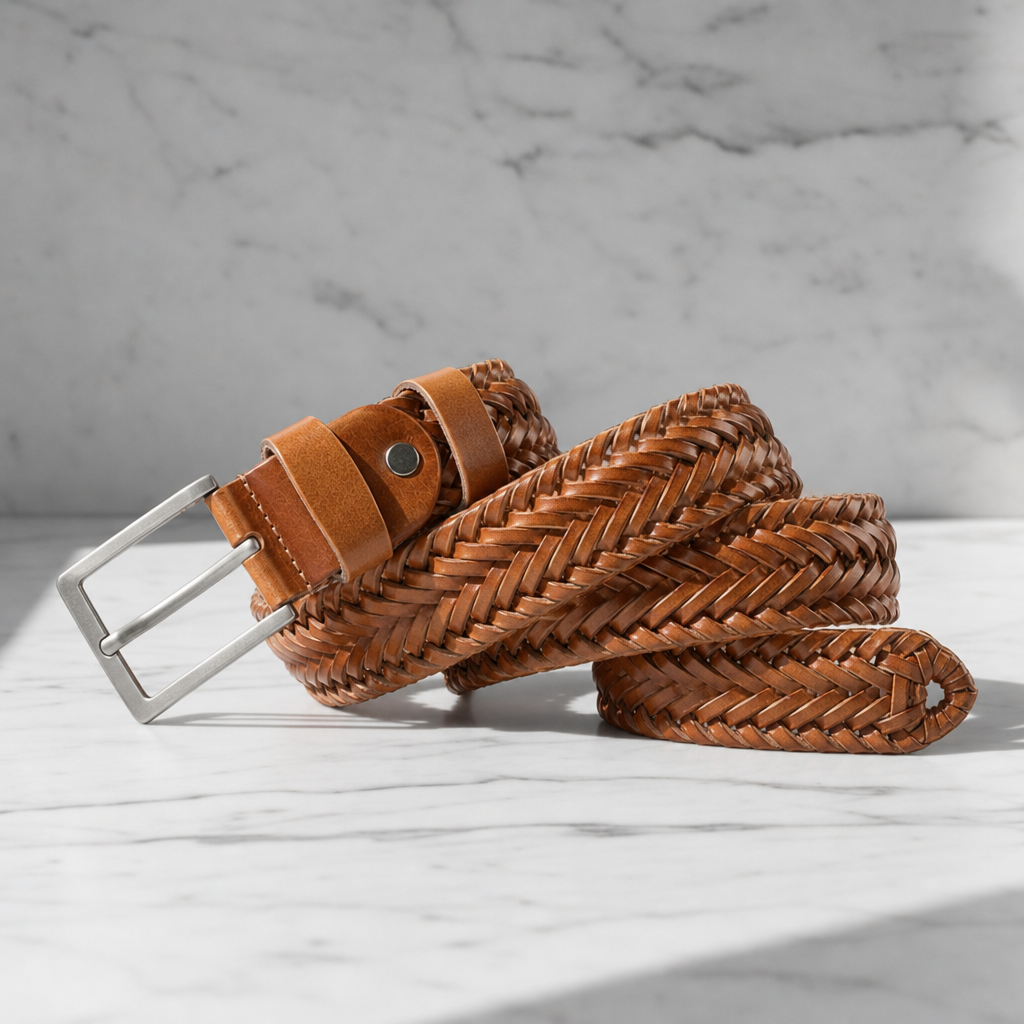 Braided Faux Leather Belt With Polished Buckle – Arlen