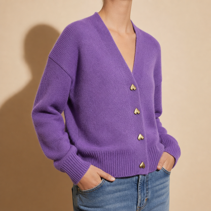 Women's Cotton Blend V Neck Button Cardigan – Elara