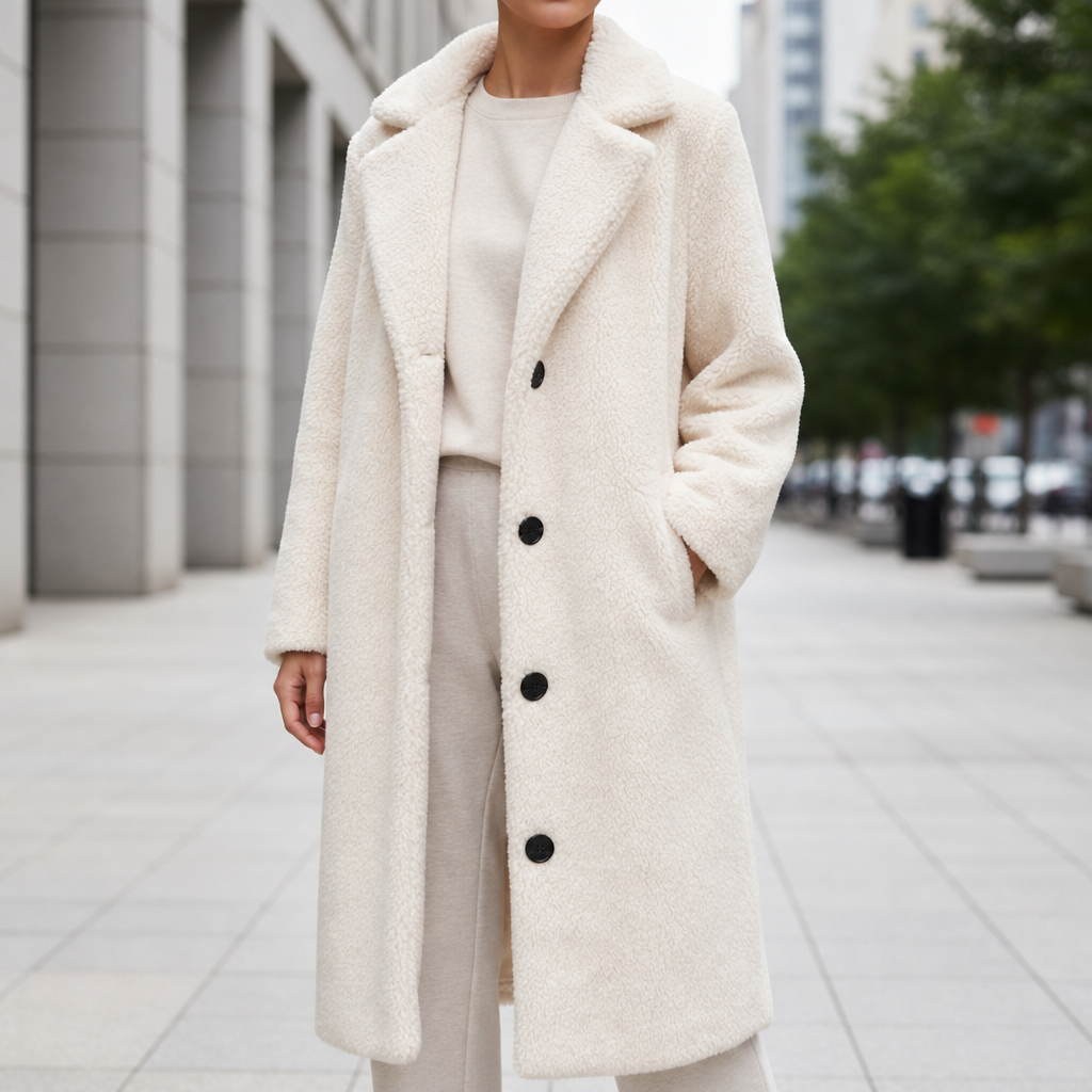 Women's Teddy Long Coat Oversized Button Front – Marlowe
