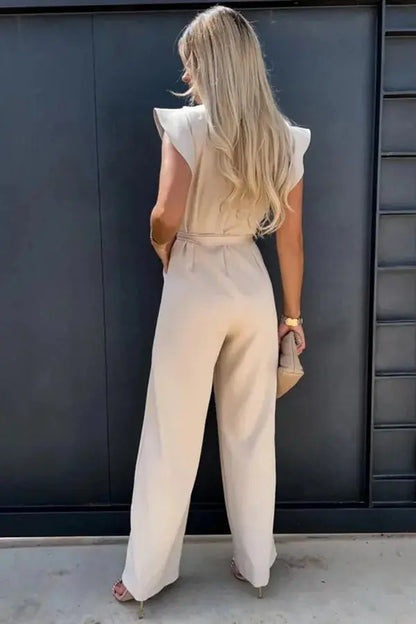 Combinaison chic à manches à volants avec ceinture