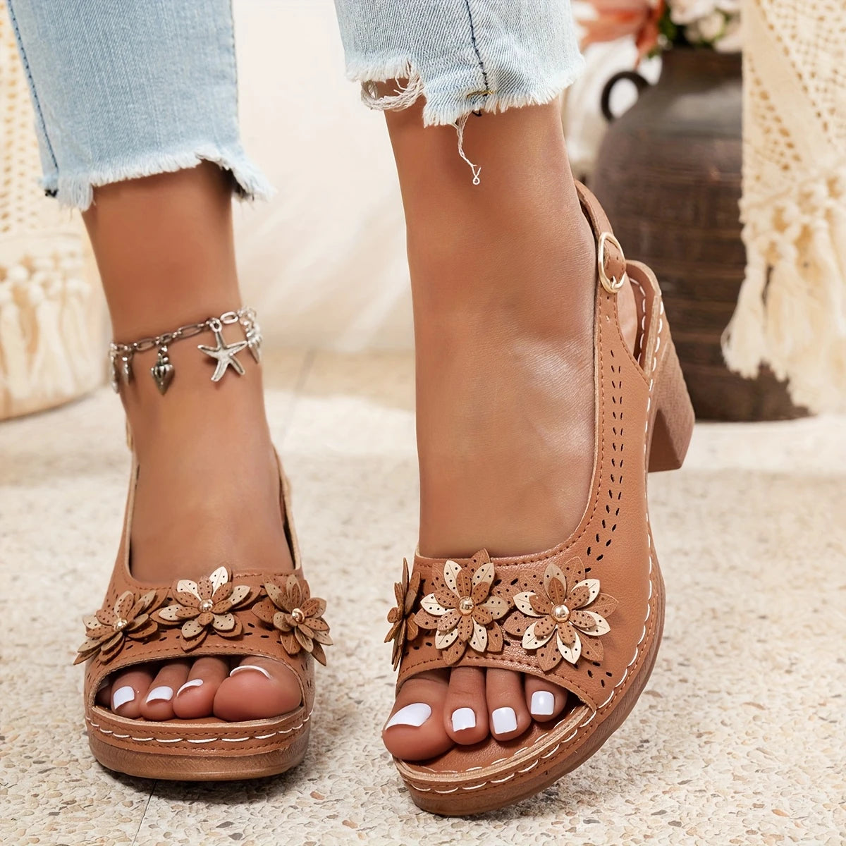 Hailey Block Heels with Cushioned Support – Stylish Comfortable Footwear