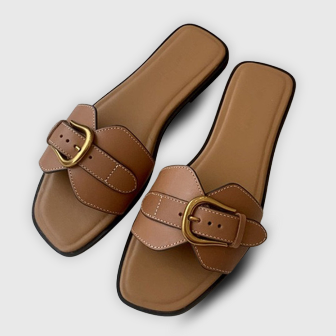 Erica Buckle Flat Sandals with Adjustable Strap – Stylish Comfortable Footwear