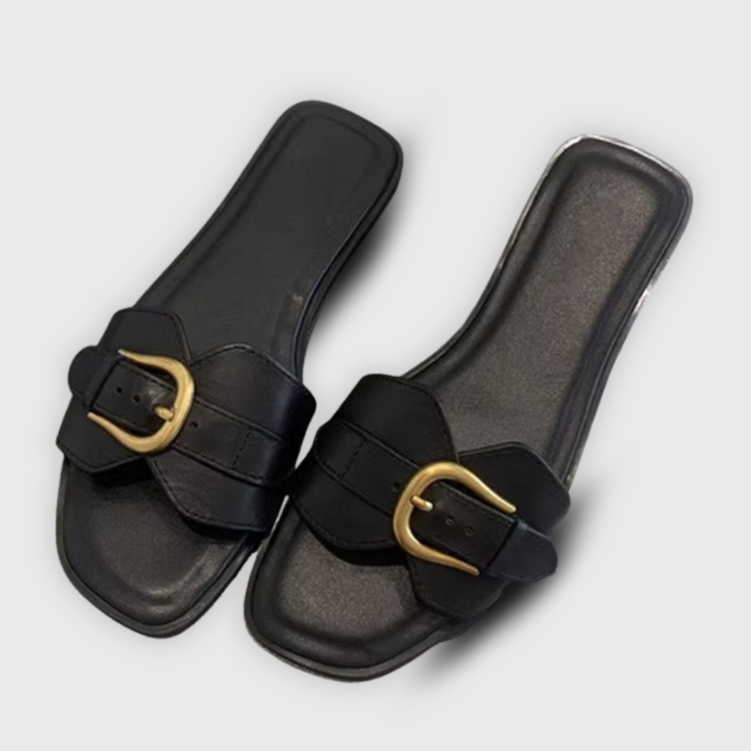 Erica Buckle Flat Sandals with Adjustable Strap – Stylish Comfortable Footwear