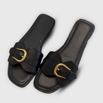 Erica Buckle Flat Sandals with Adjustable Strap – Stylish Comfortable Footwear