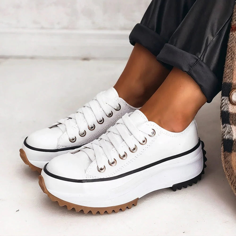 Orthopedic Sneakers Cushioned Platform Faux Leather Textile Supportive Fit – Elara