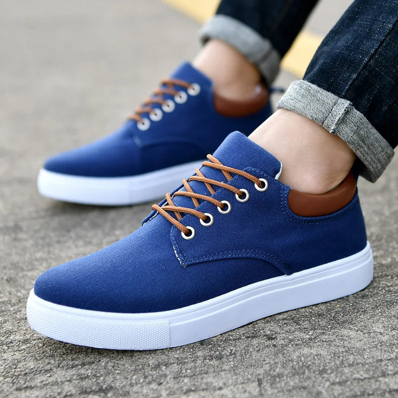 Monarch Low-Top Canvas Sneakers with Padded Heel Collar and Non-Slip Sole