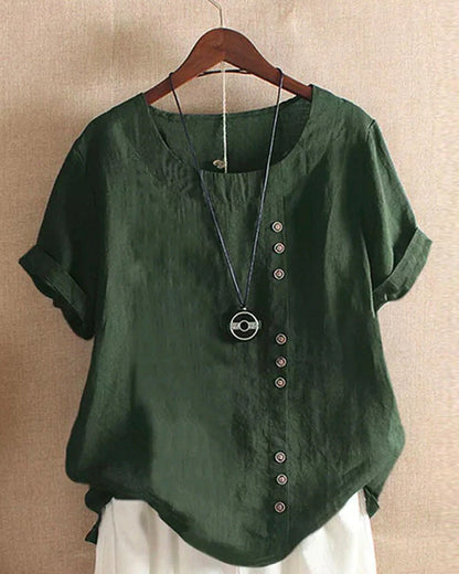 Peyton | Women’s Casual Button Detail Linen Blouse